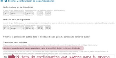 Limitar las participaciones de una promoción